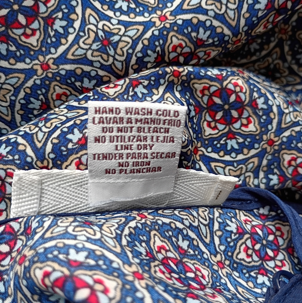 Sans Souci Boho Jumpsuit Blue Red Kaleidoscope Patterned Spaghetti Strap Size M - Picture 3 of 4
